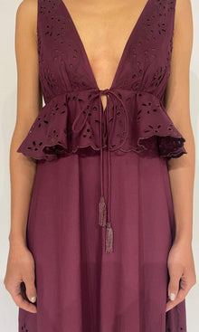 Hemant And Nandita | Mahi Poplin Long Dress | Burgundy