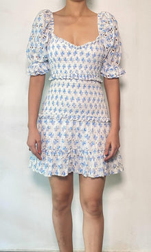 Hemant And Nandita | Mala Cotton Short Dress | White Blue