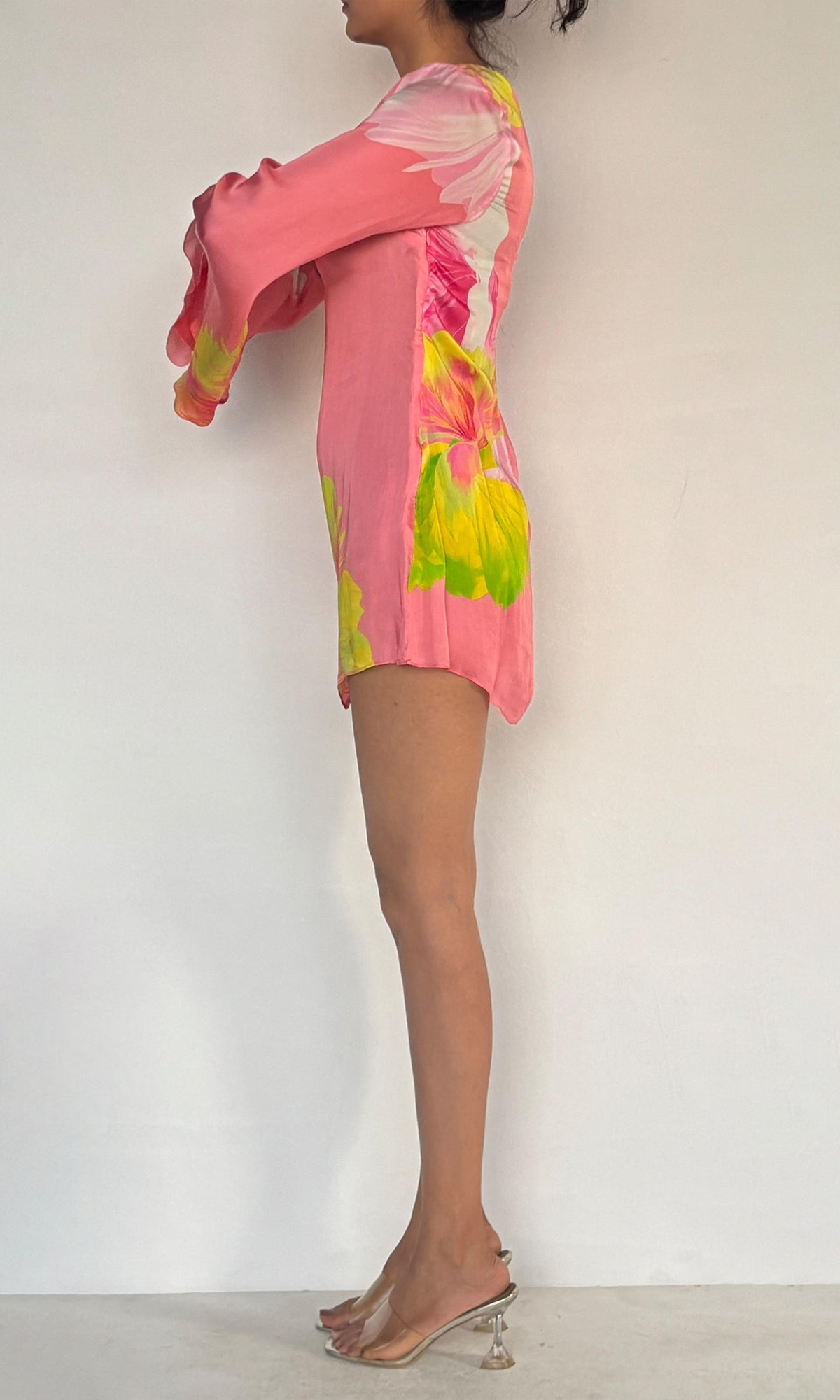 Hemant And Nandita | Mina Viscose Satin Short Dress | Pink