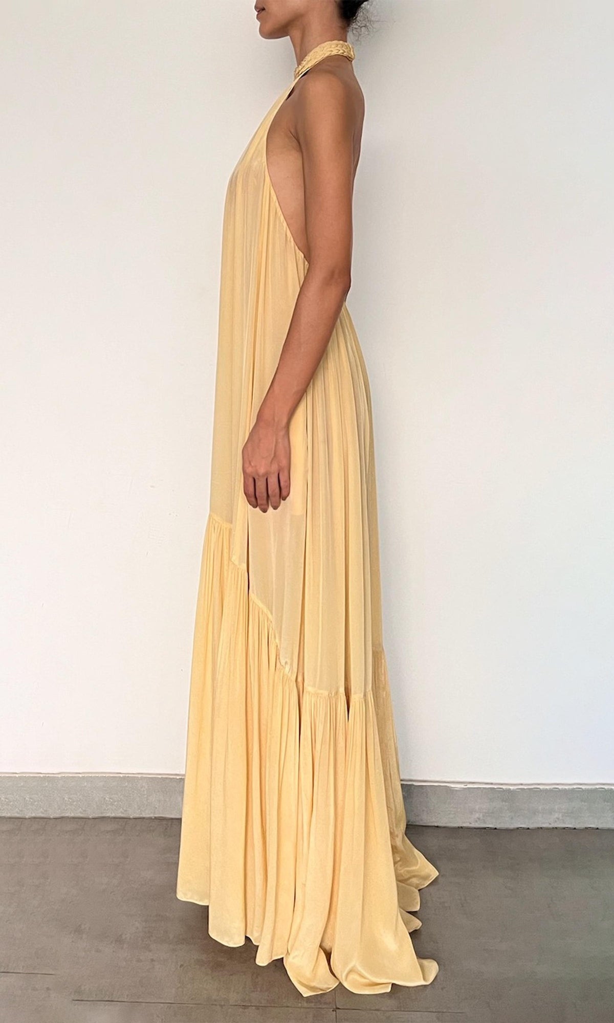 Hemant And Nandita | Nain Chiffon Long Dress | Yellow