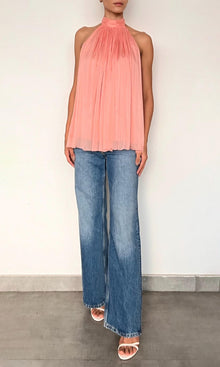Womens | Nain Viscose Flat Chiffon Halter Neck Top | Coral