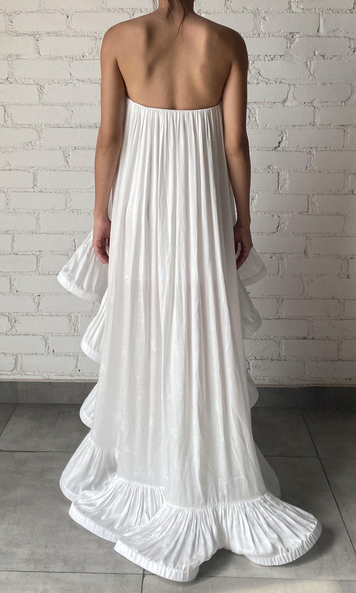 Hemant And Nandita | Nera Viscose Satin Jacquard Long Dress | White