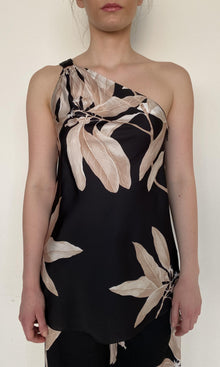 Hemant And Nandita | Niru Polyester Satin Lycra One Shoulder Top | Black Multi