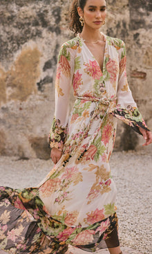 Hemant And Nandita | Pahi Crinkle Chiffon Long Dress | Ivory
