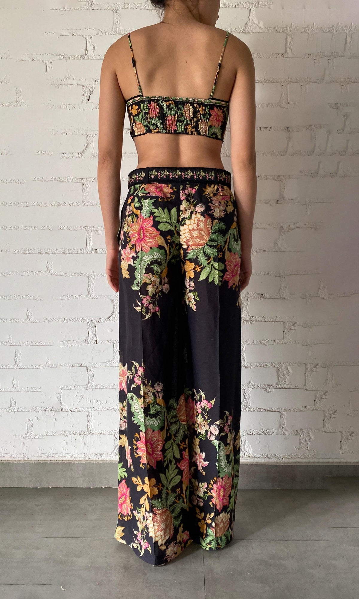 Hemant And Nandita | Pahi Linen Cotton Bandeau | Black Offwhite Floral