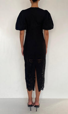 Womens | Raga Cotton Schiffli Midi Dress | Black