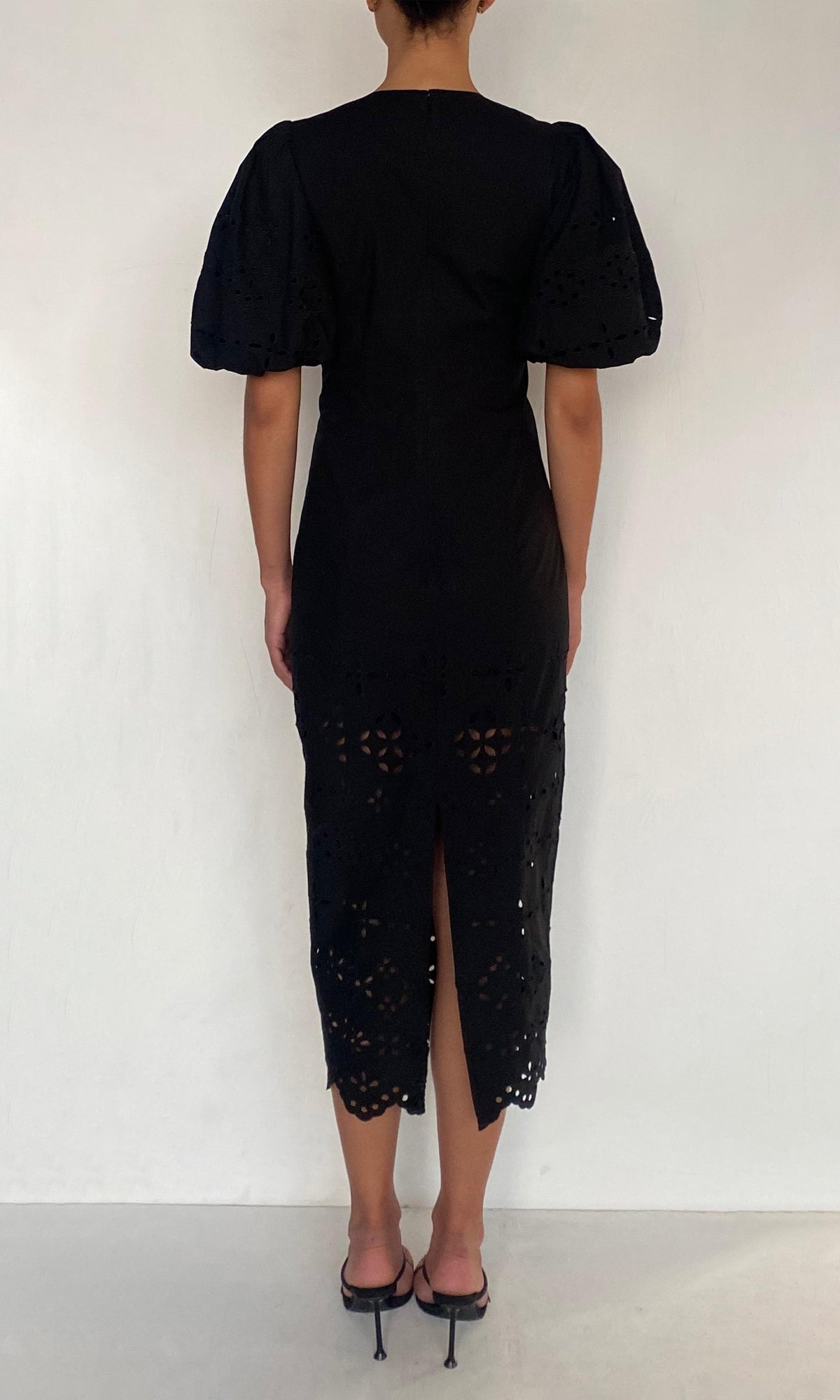 Womens | Raga Cotton Schiffli Midi Dress | Black