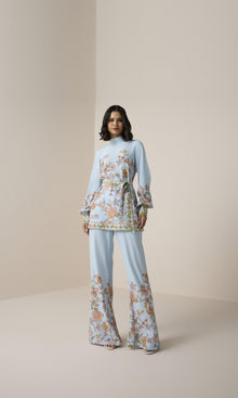 Hemant And Nandita | Riah Viscose Heavy Crepe Wide Leg Pants | Powder Blue