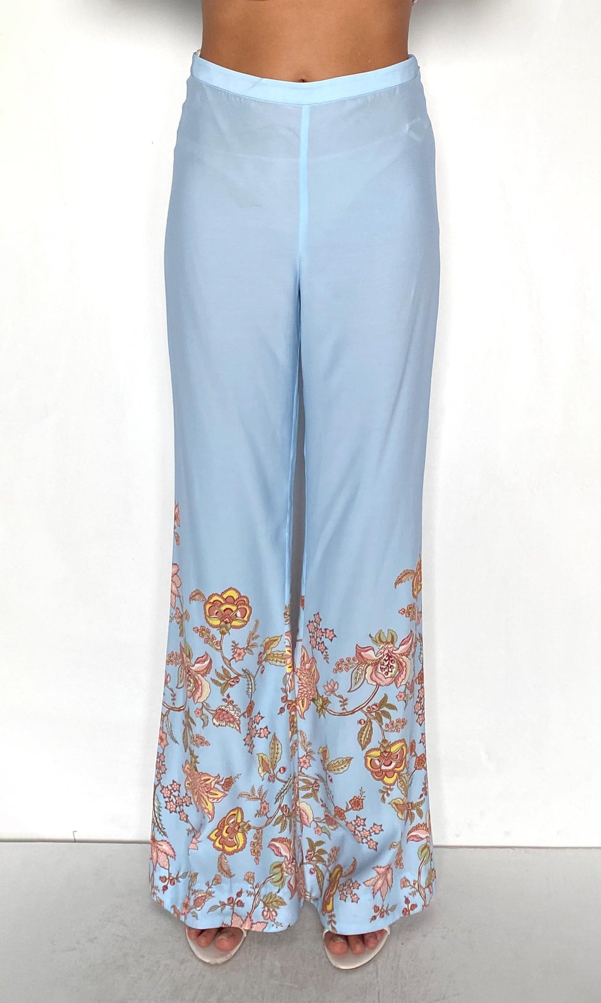 Hemant And Nandita | Riah Viscose Heavy Crepe Wide Leg Pants | Powder Blue
