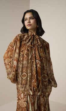 Hemant And Nandita | Rida Viscose Flat Chiffon Tiered Maxi Skirt | Multi