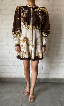 Womens | Rohi Linen Cotton Short Dress | Brown/White