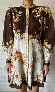 Womens | Rohi Linen Cotton Short Dress | Brown/White