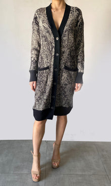 Womens | Ruha Polyester Woolen Knit Long Cardigan | Black/White