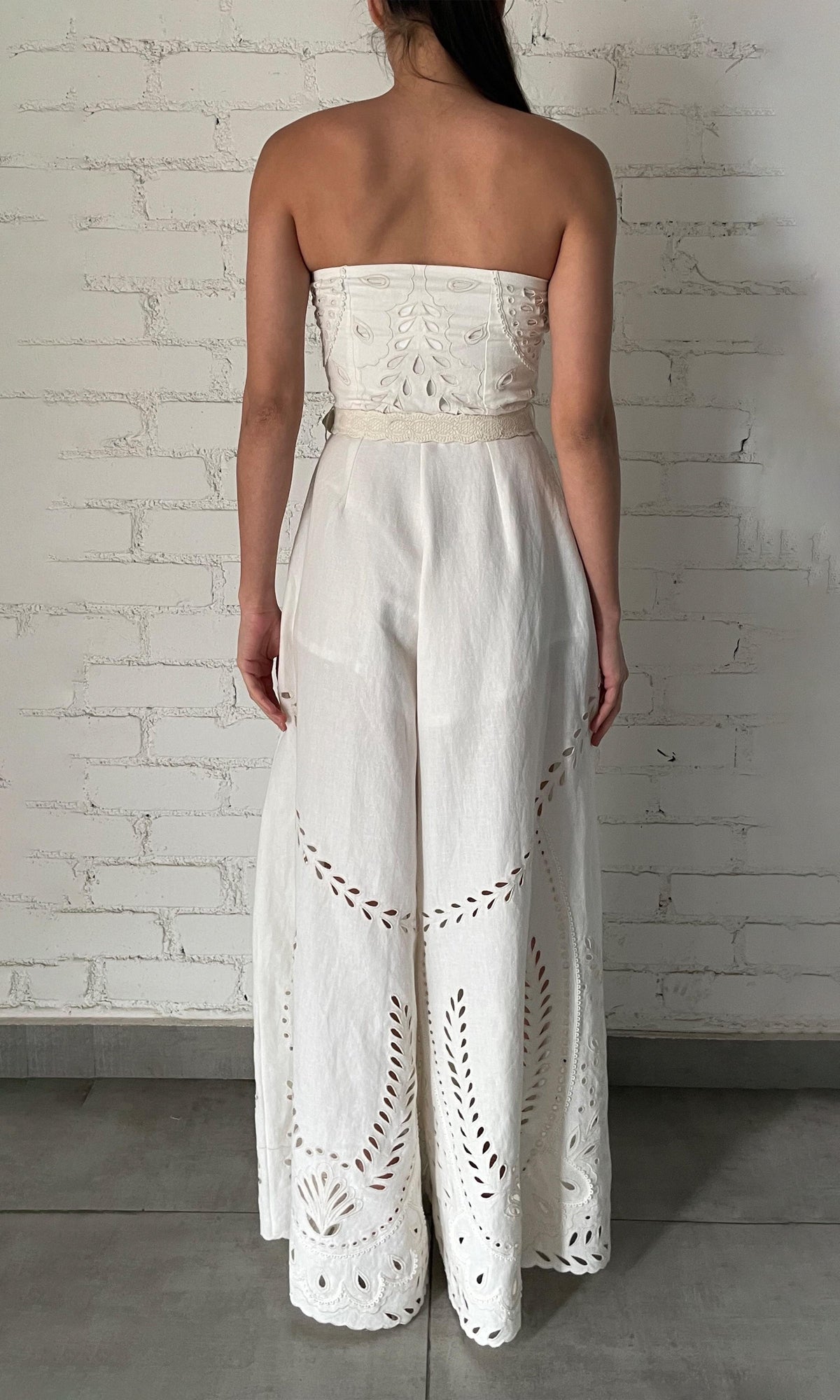Womens | Runa Linen Cotton Jumpsuit With Buckle Belt | Off White
