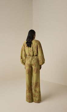 Hemant And Nandita | Sakhi Linen Cotton Bubble Hem Top | Olive