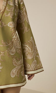Hemant And Nandita | Sakhi Cotton Linen Mini Tunic Dress | Olive