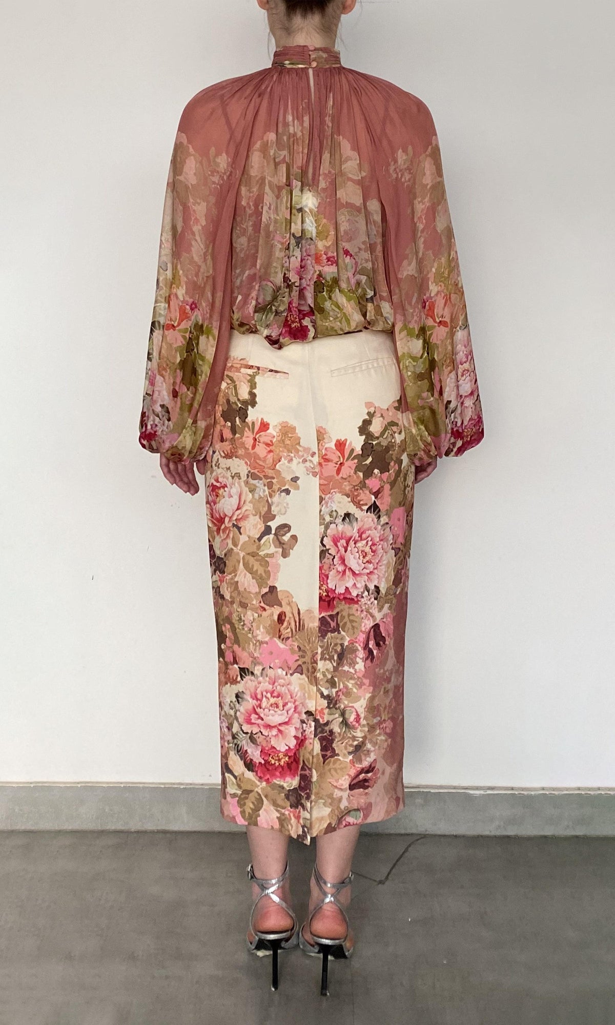 Womens | Sama Viscose Chiffone Boho Top With Cami | Peach Floral