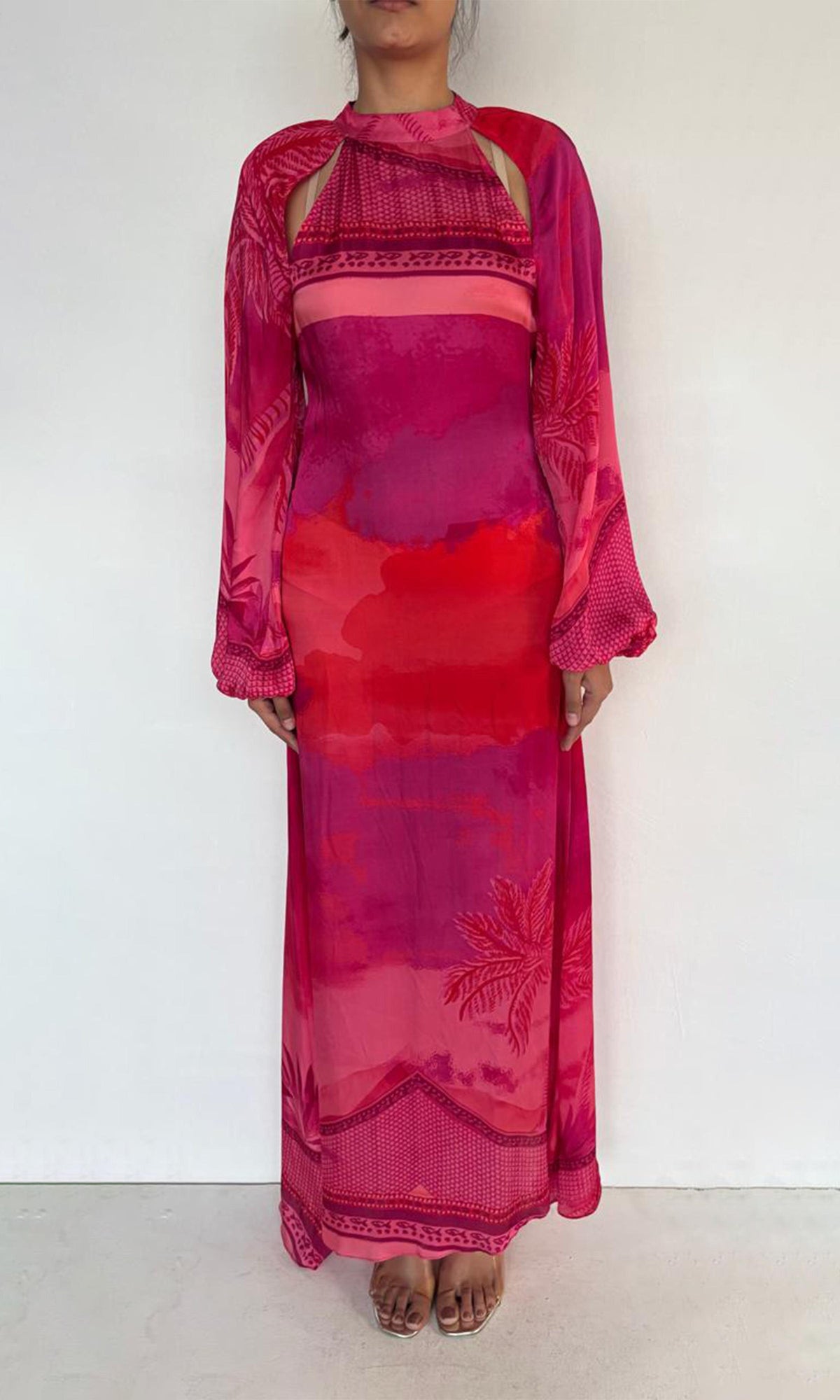 Hemant And Nandita | Soma Polyester Satin Long Dress | Pink