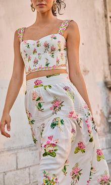 Hemant And Nandita | Taha Linen Cotton Corset Top | Multicolor