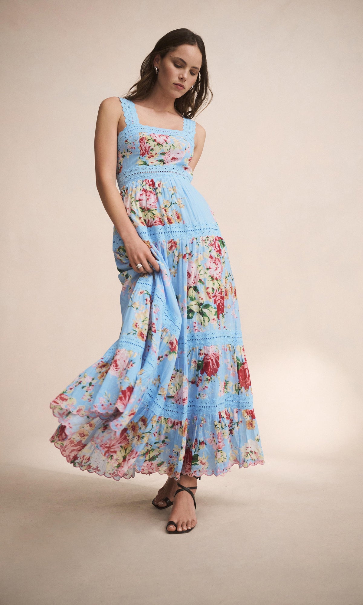Womens | Tula Cotton Gauze Long Dress | Sky Blue