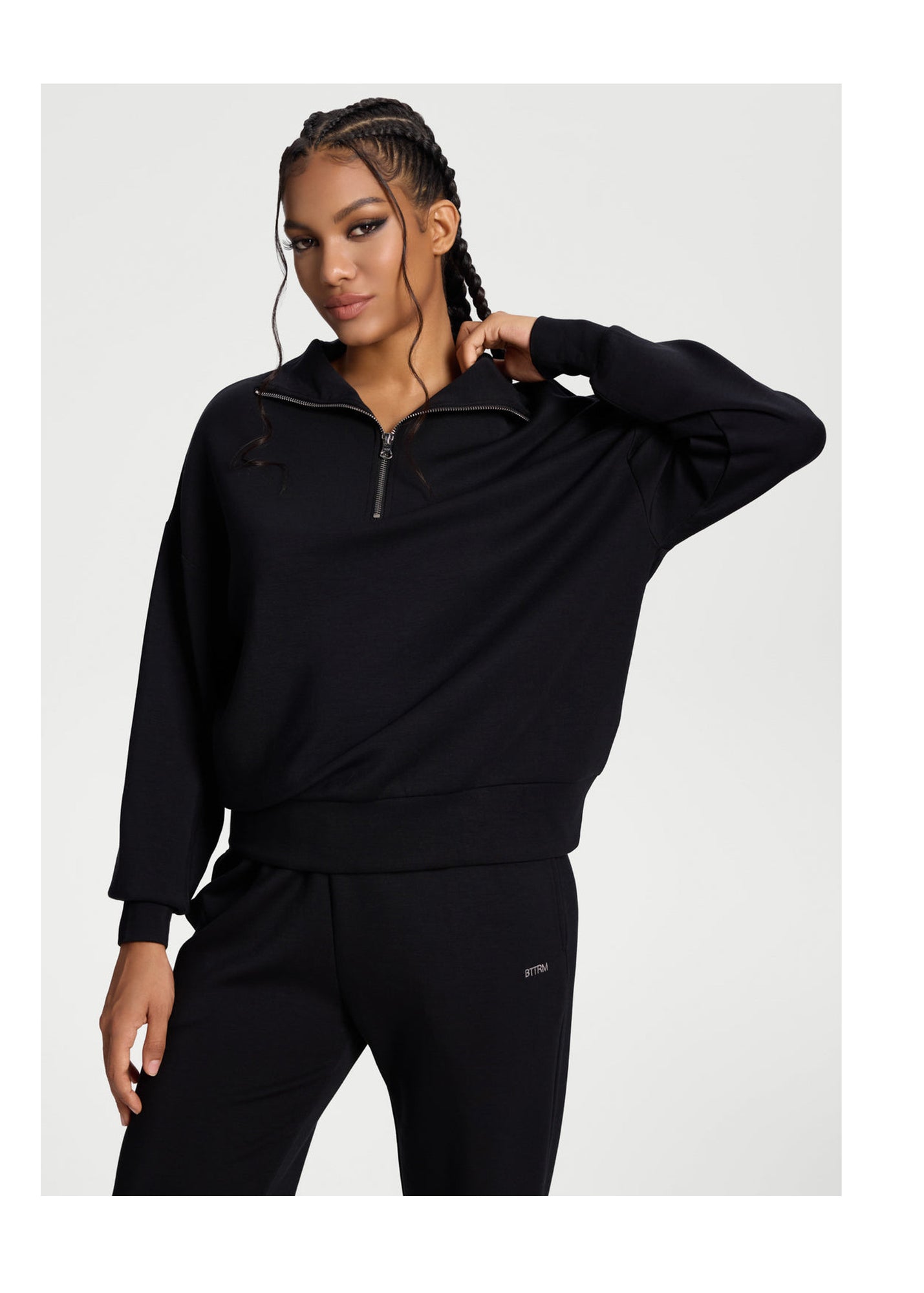 Half-Zip Long Sleeve Sweatshirt | Black