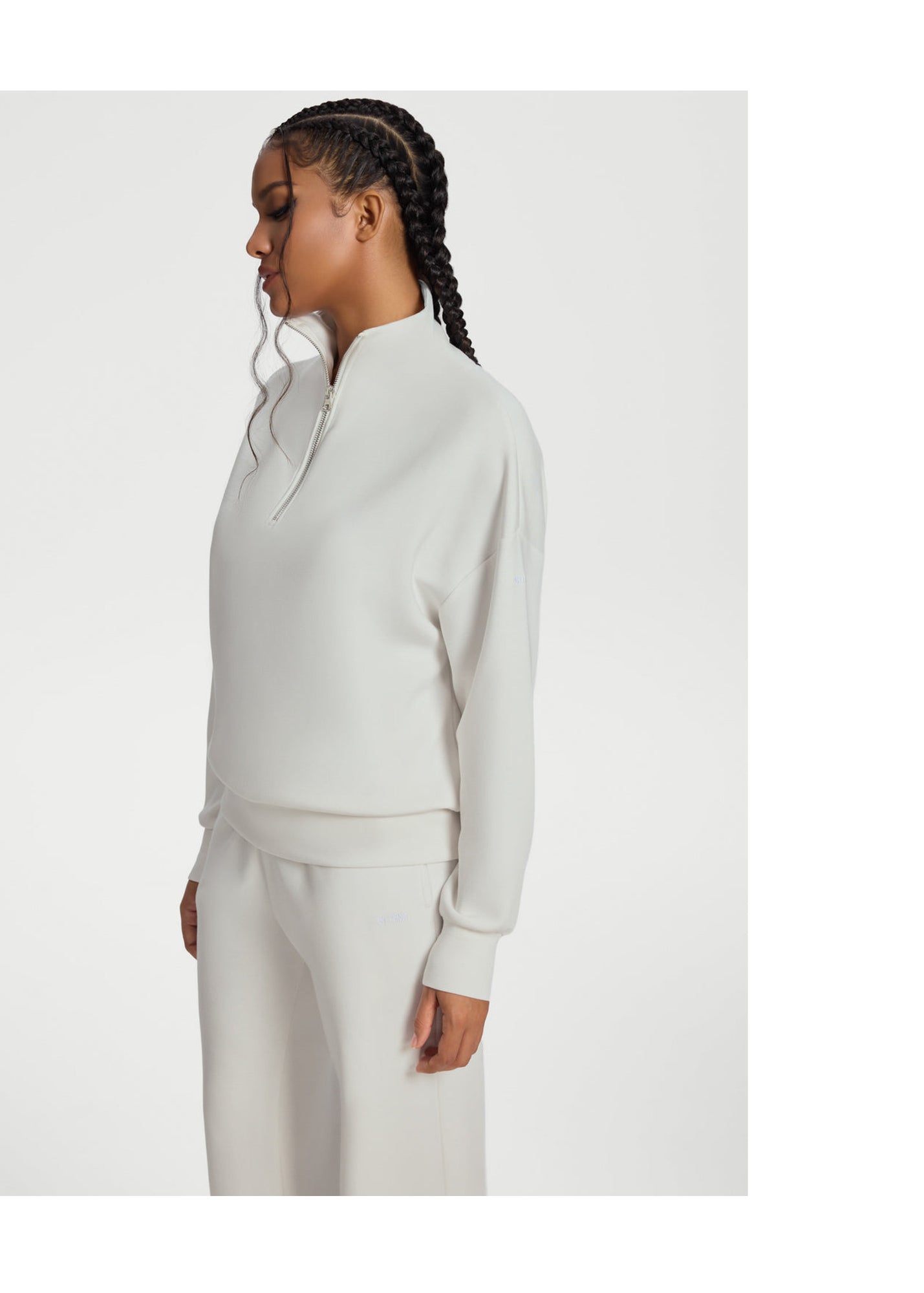 Half-Zip Long Sleeve Sweatshirt | White