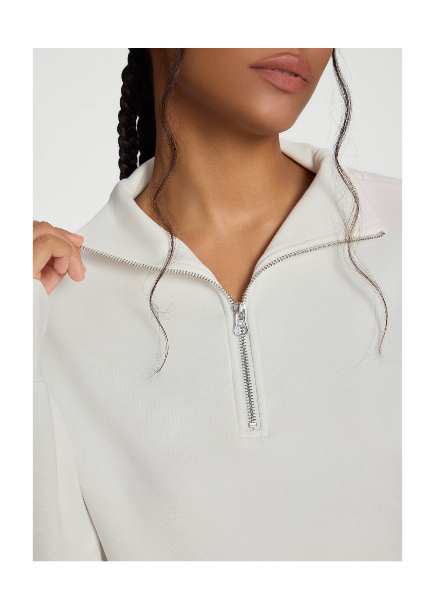Half-Zip Long Sleeve Sweatshirt | White