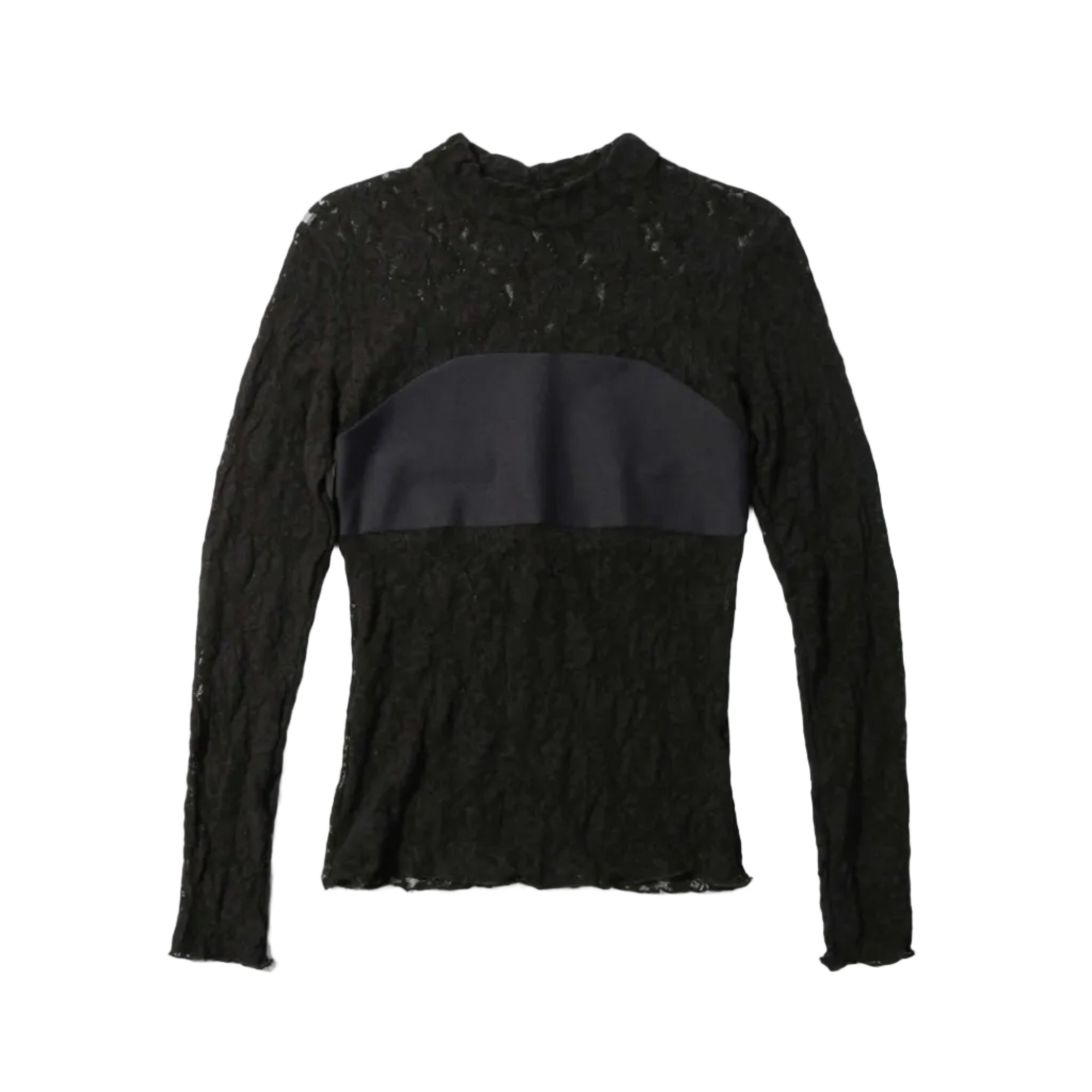 Signature Lace Mock Neck Long Sleeve | Black