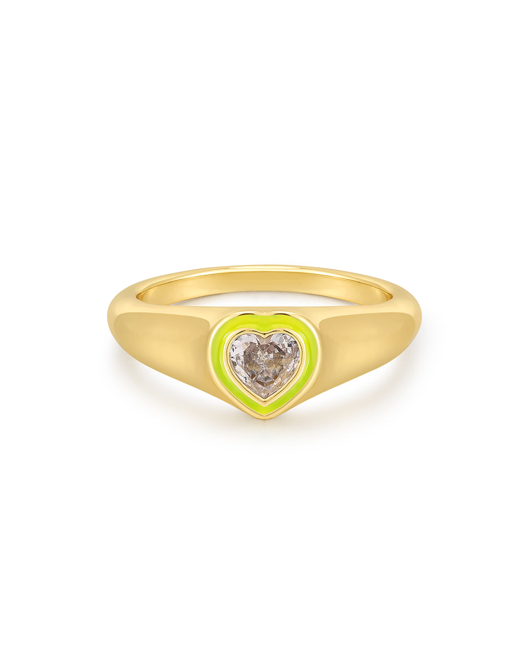 Heart Signet Ring - Neon Yellow - Gold | Plated Silver