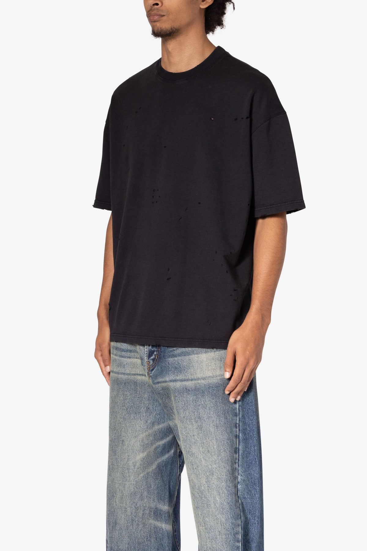 Heavy Distressed Tee | Black