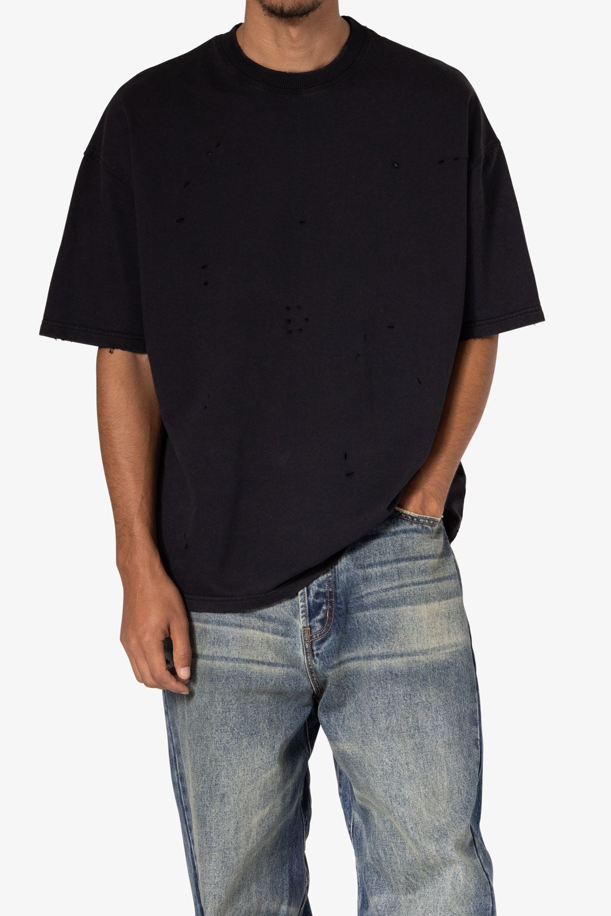 Heavy Distressed Tee | Black