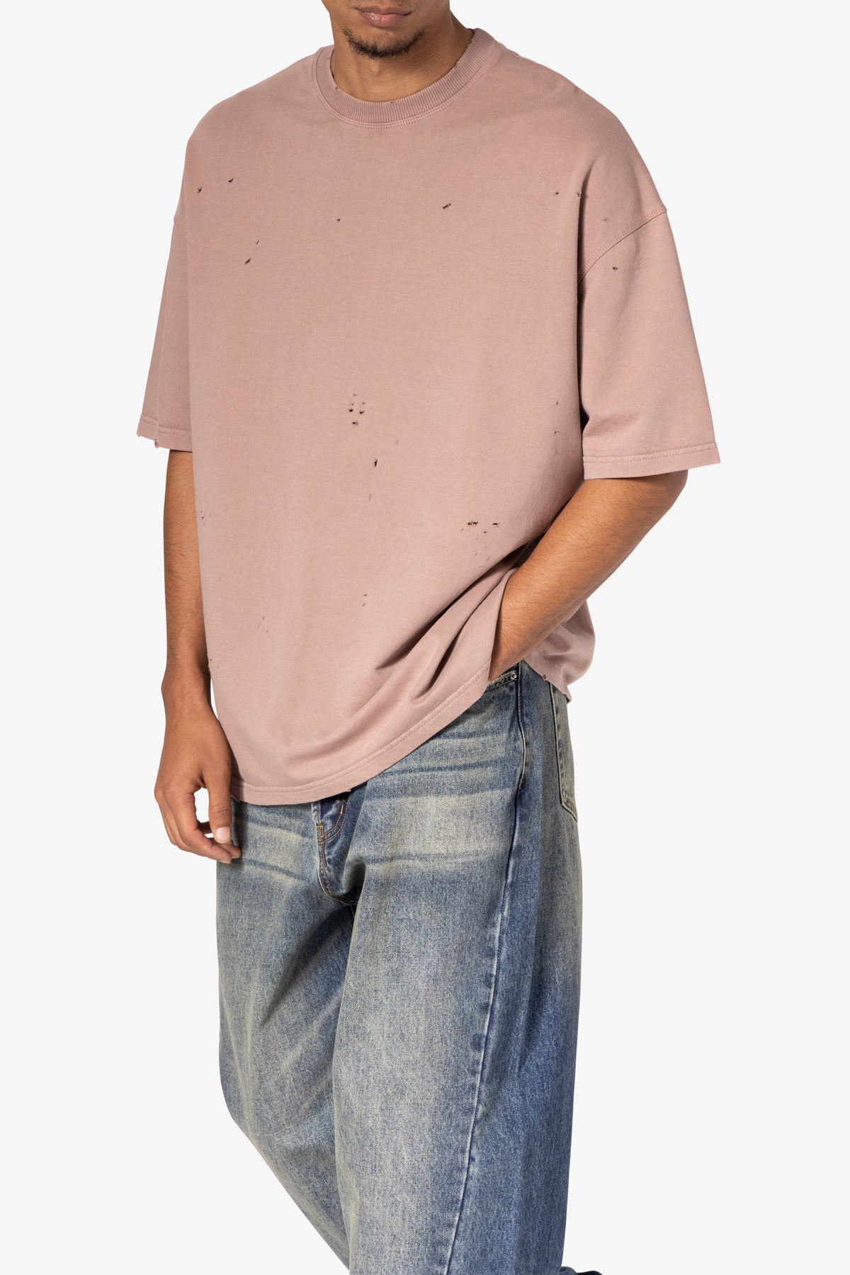 Heavy Distressed Tee | Mauve