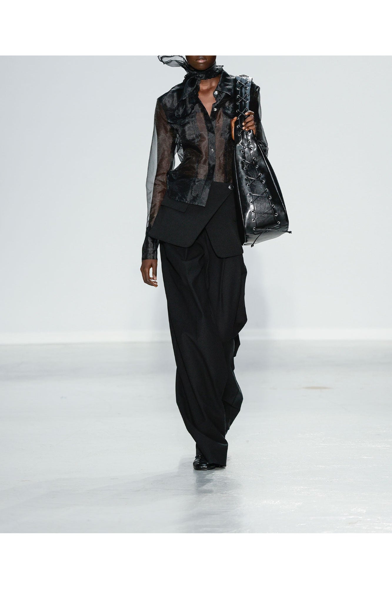 Heavy Cotton Tailoring Flared Trousers | Black