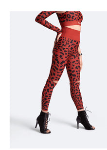 High-Rise Knee-Slit Leggings | Brown Leo