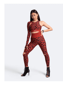 High-Rise Knee-Slit Leggings | Brown Leo
