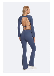 High-Waisted Flared Leggings | Iris Blue