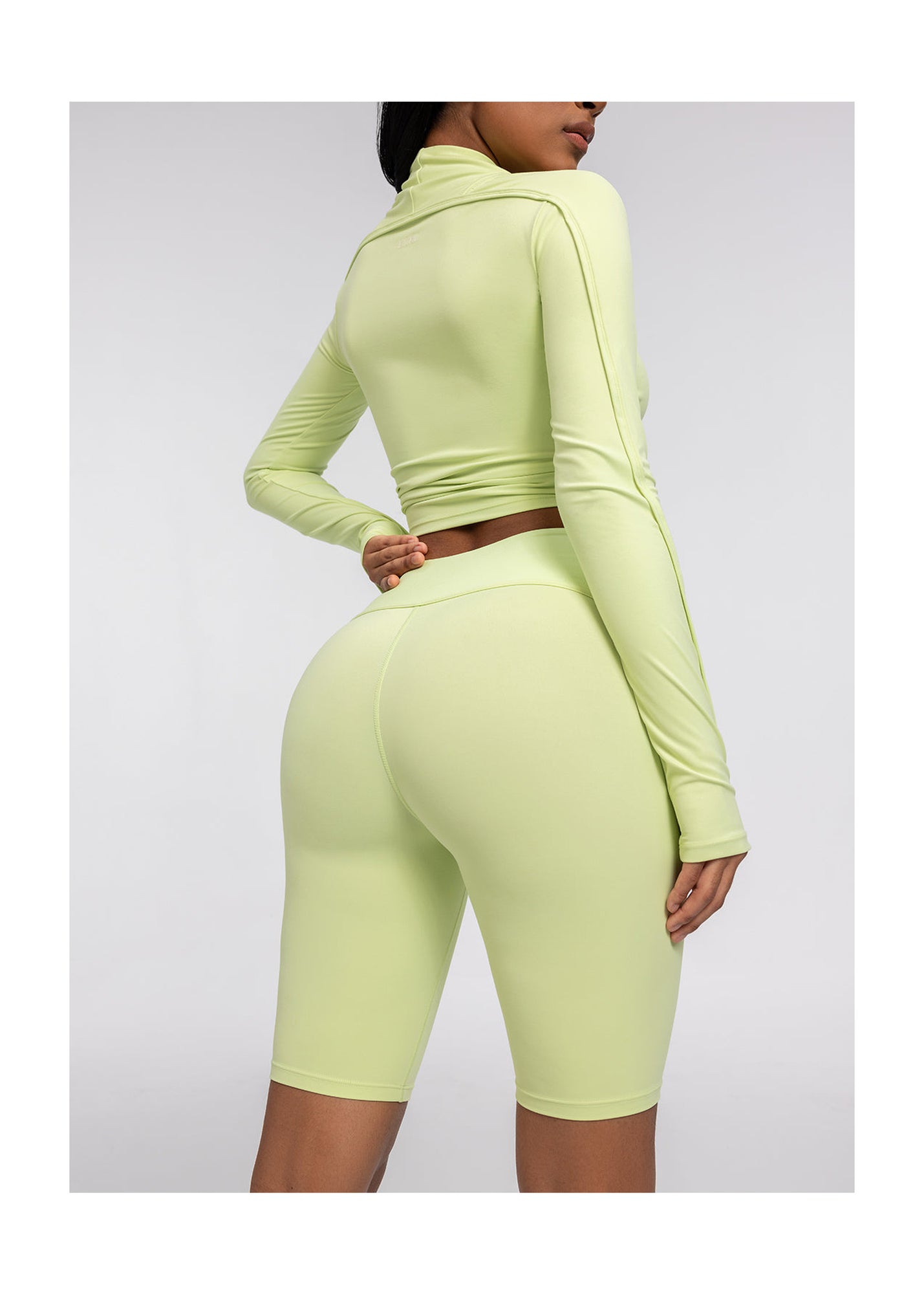 High-Waisted Performance Biker Shorts | Cool Matcha