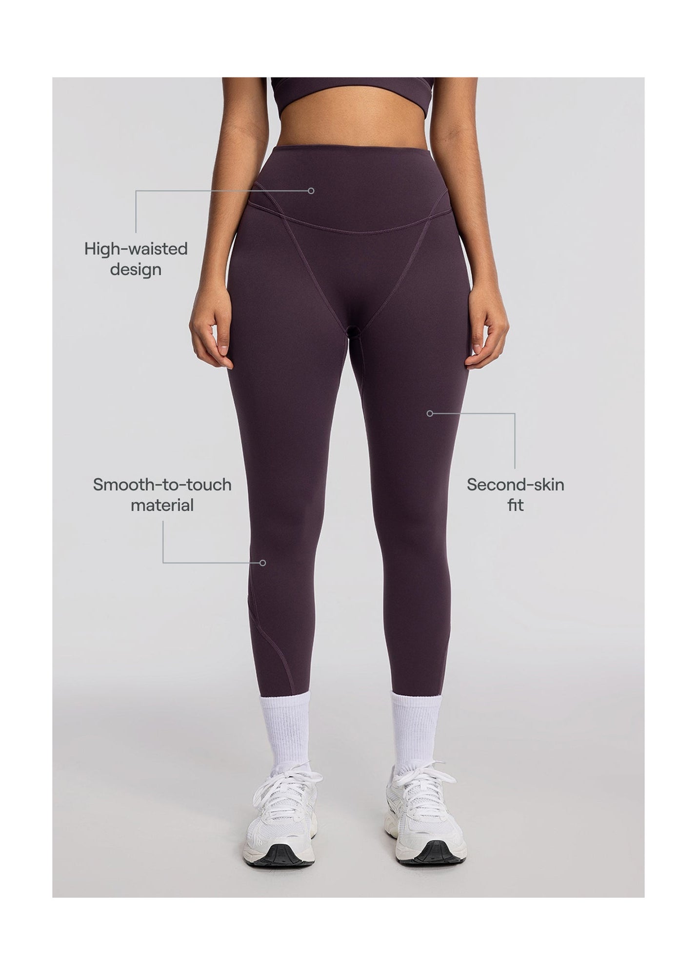 High-Waisted Stretch Performance Leggings | Midnight Plum