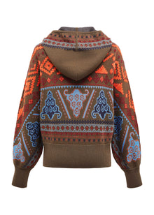 High-waisted Hooded Sweatshirt | Brown