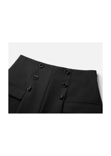 High-waisted Love Button Shorts | Black