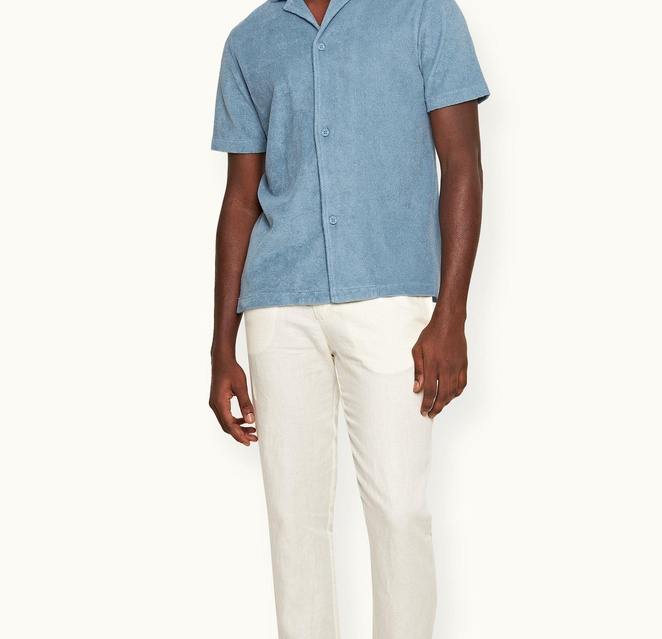 Howell Towelling Relaxed Fit Capri Collar Cotton Towelling Shirt | Wish Blue