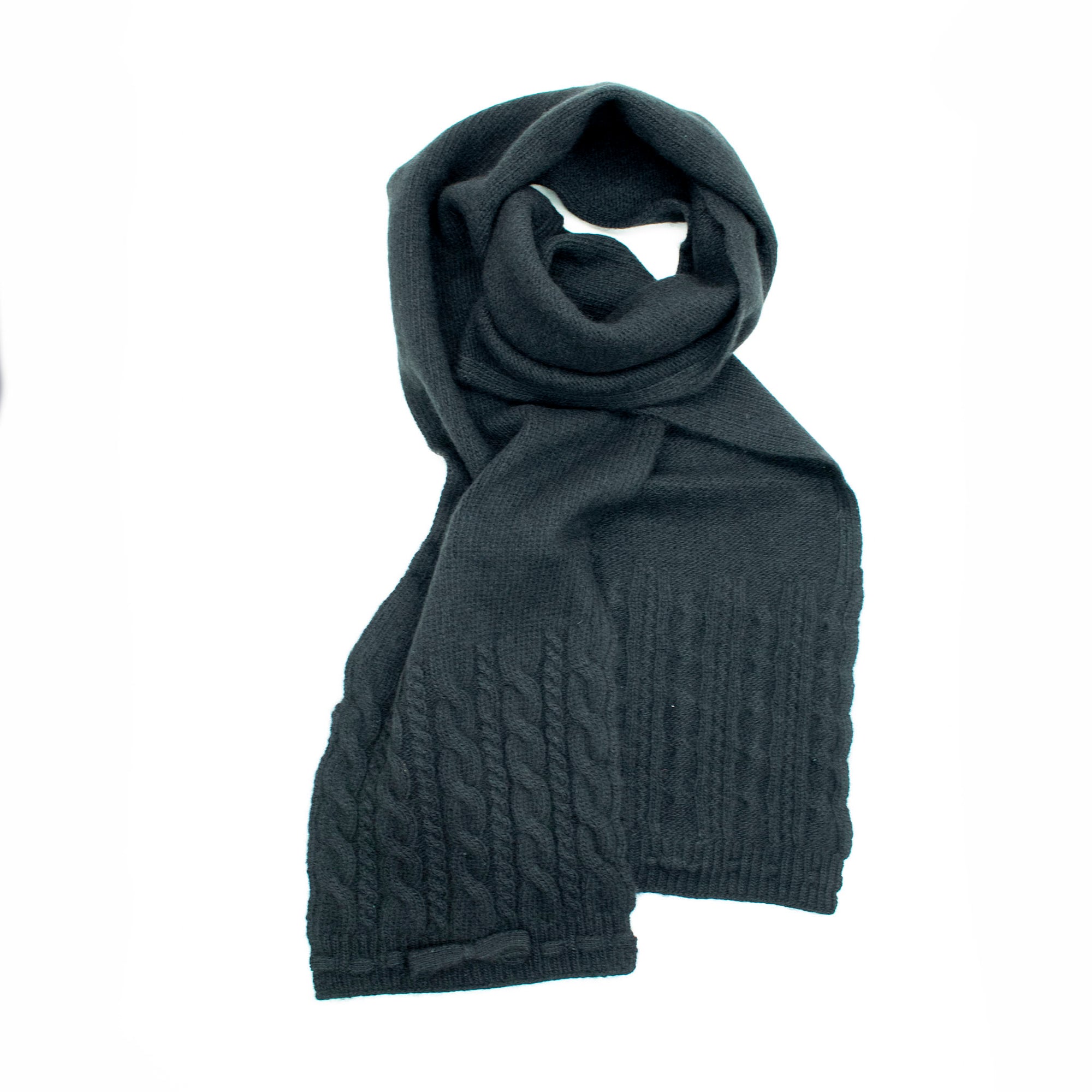Womens | Cashmere Scarf with Cables | Black
