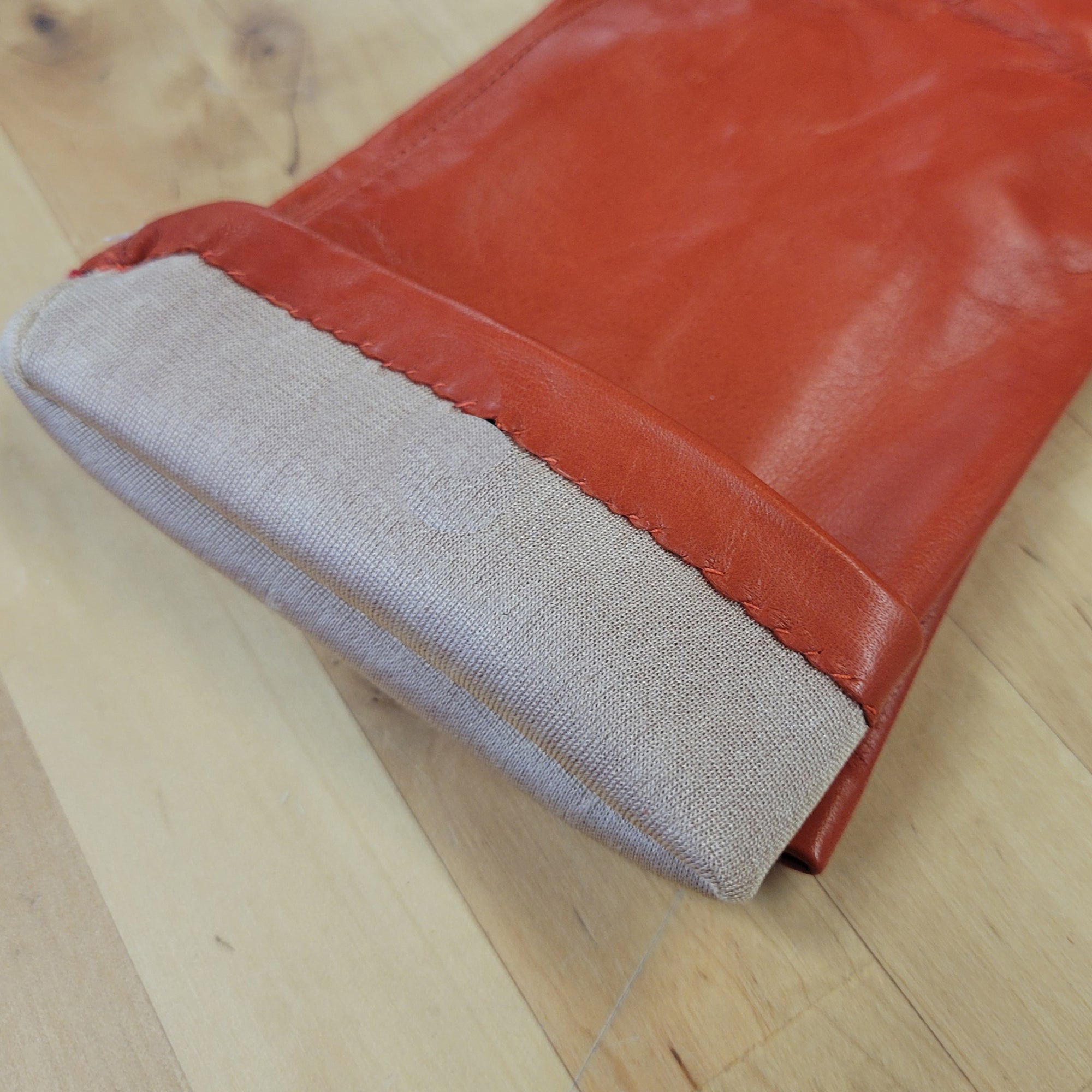 Womens | Silk Lined Leather Gloves | Orange