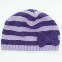 Kids | Cashmere Striped Beanie with Bow | Lilac/Purple