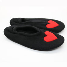 Cashmere Slippers With Heart Patches | Black