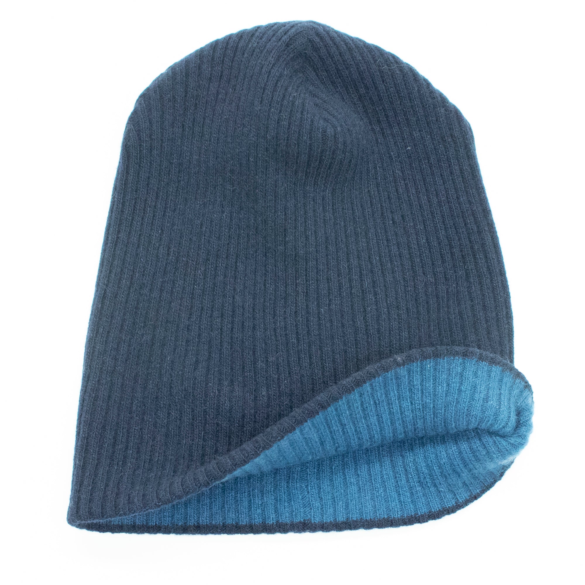 Kids | Cashmere Reversible Hat | Navy/Sapphire