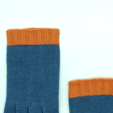 Kids | Cashmere Gloves Two Tone | Blue/Persimmon