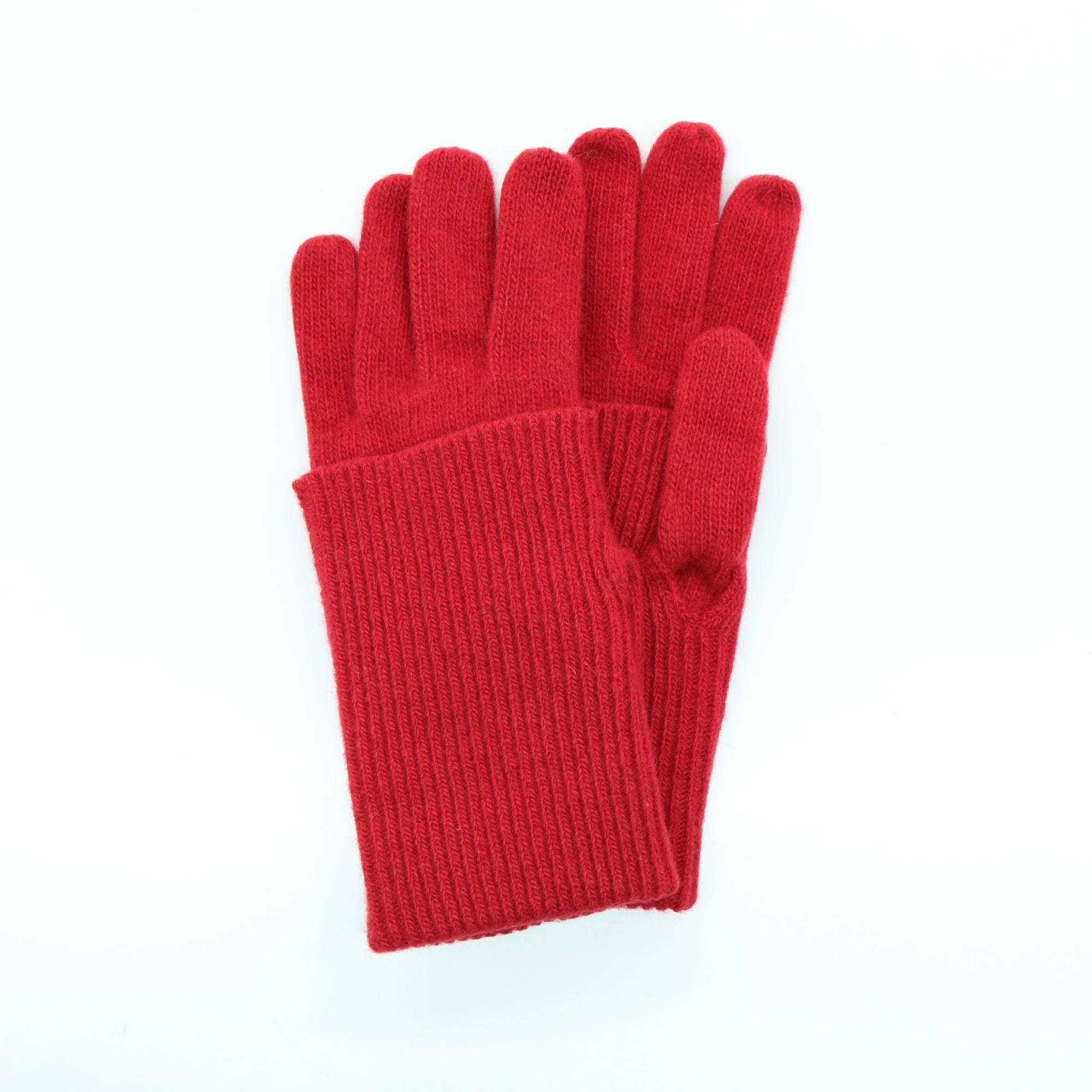 Womens | Cashmere Ribbed Gloves with Armwarmer | Bloodstone