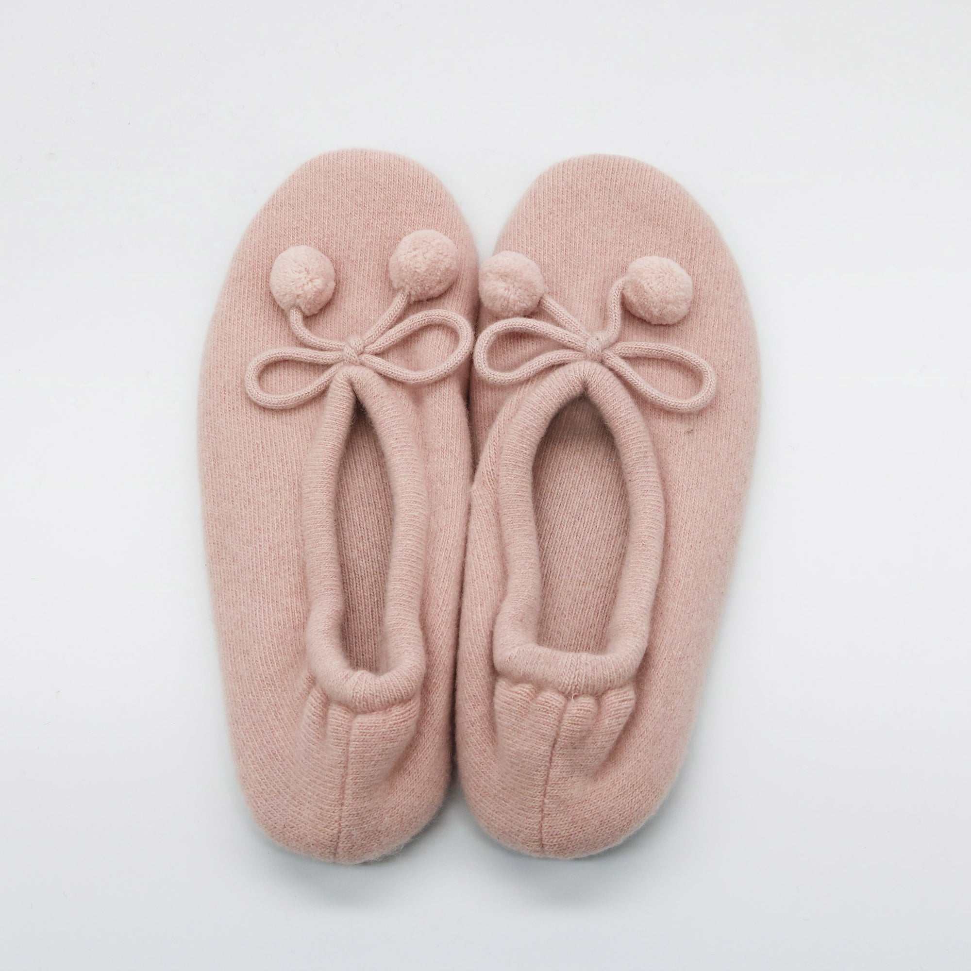 Womens | Cashmere Slippers with Poms | Powder Pink