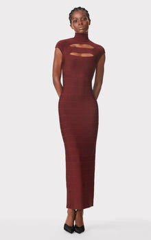 Icon Cap Sleeve Cut-Out Gown | Mahogany